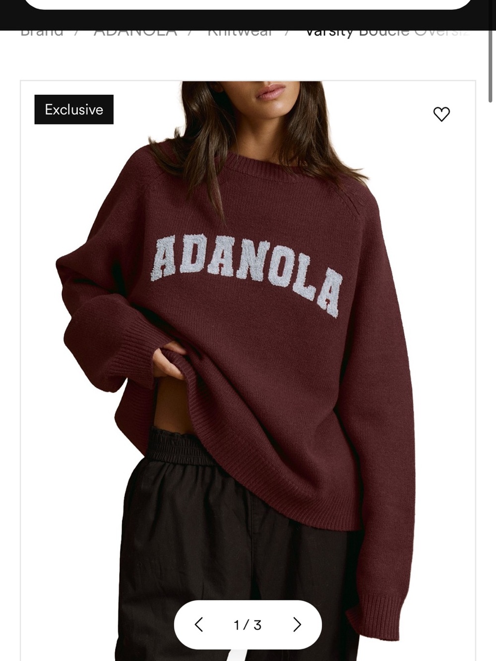 Adanola Maroon Crewneck Sweater with White Logo